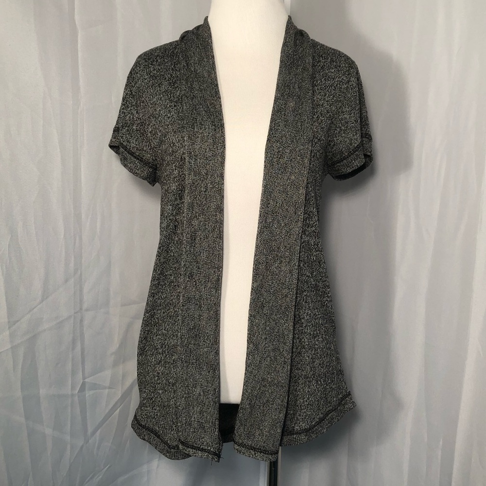 Poof Black and Gray Speckled Cardigan Large